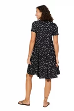 Robe col mao Noire à fleurs blanches - RLIPV0019B – Image 2