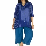 Chemise Bleu marine à rayures blanches - CHP0120A