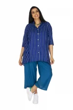 Chemise Bleu marine à rayures blanches - CHP0120A