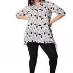 Chemisier en coton Blanc à motifs - CHP0122A