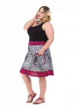 Jupe courte Blanche et rose à motifs - JUP0015