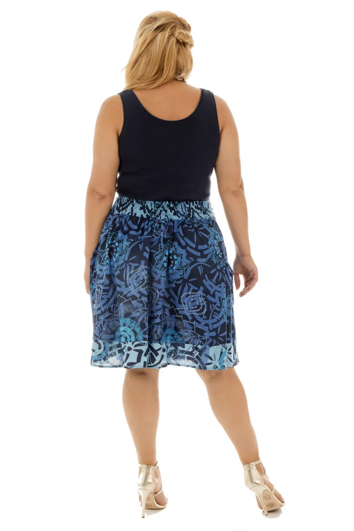 Jupe courte Bleue à motifs ethniques - JUP0026B – Image 2
