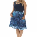 Jupe courte Bleue à motifs ethniques - JUP0026B