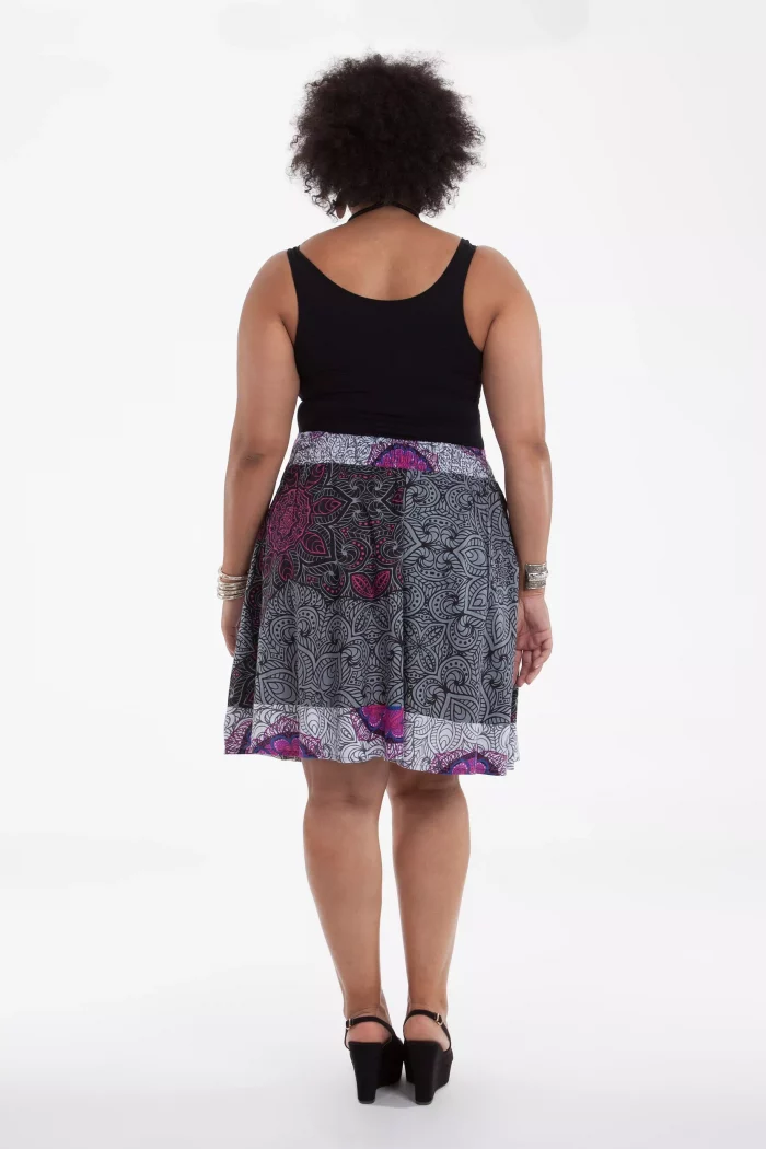 Jupe courte Blanche et grise à motifs fuchsia - JUP0013 – Image 2