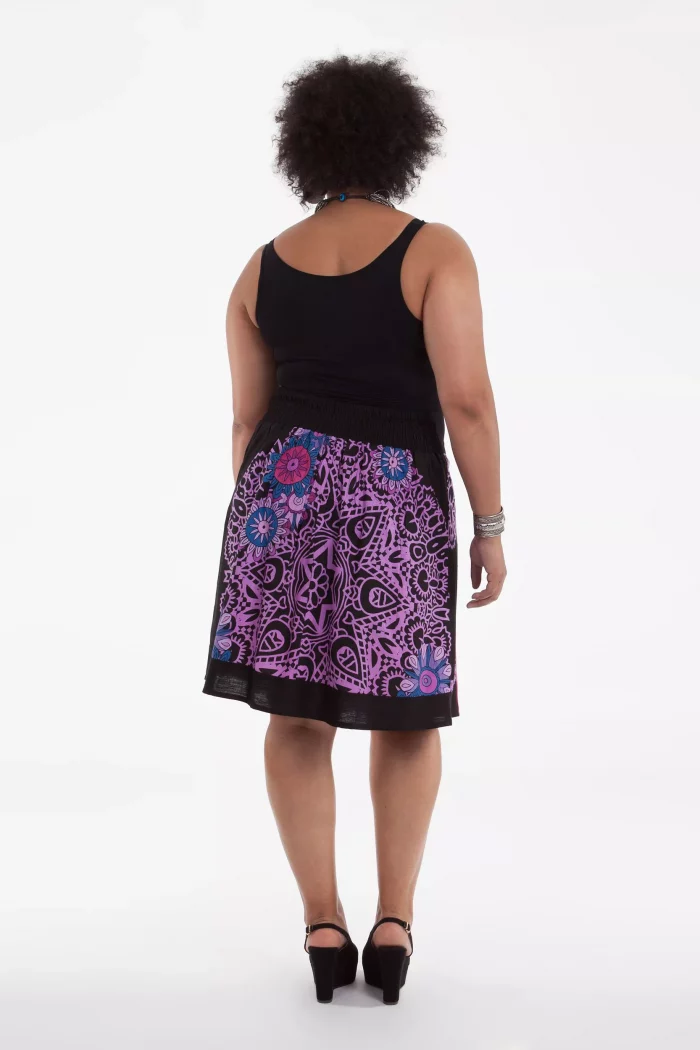 Jupe courte Noire à motifs fuchsia et rose - JUP0012 – Image 2