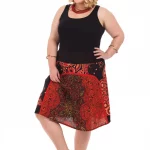 Jupe courte ethnique Noire à motifs rouge - JUP0011