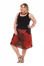Jupe courte ethnique Noire à motifs rouge - JUP0011