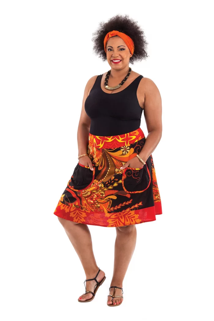Jupe courte éclatante Rouge, jaune orange - JUP0016 – Image 1