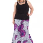 Jupe longue ethnique Blanche et fuchsia - JUP0019