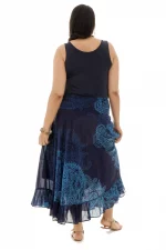 Jupe longue Bleu marine à motifs ethniques - JUP0025C – Image 2