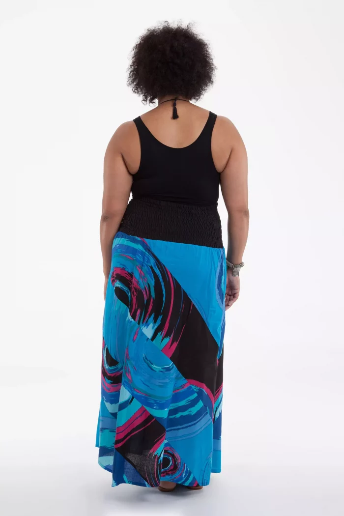Jupe longue ethnique Bleue à motifs - JUP0018 – Image 2
