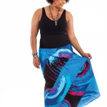 Jupe longue ethnique Bleue à motifs - JUP0018