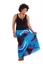 Jupe longue ethnique Bleue à motifs - JUP0018