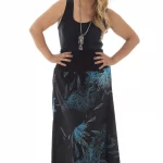 Jupe longue taille haute Noire et bleue - JUP0032A