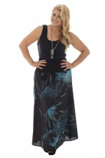 Jupe longue taille haute Noire et bleue - JUP0032A