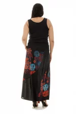 Jupe longue taille haute Noire, orange et bleue - JUP0031B – Image 2