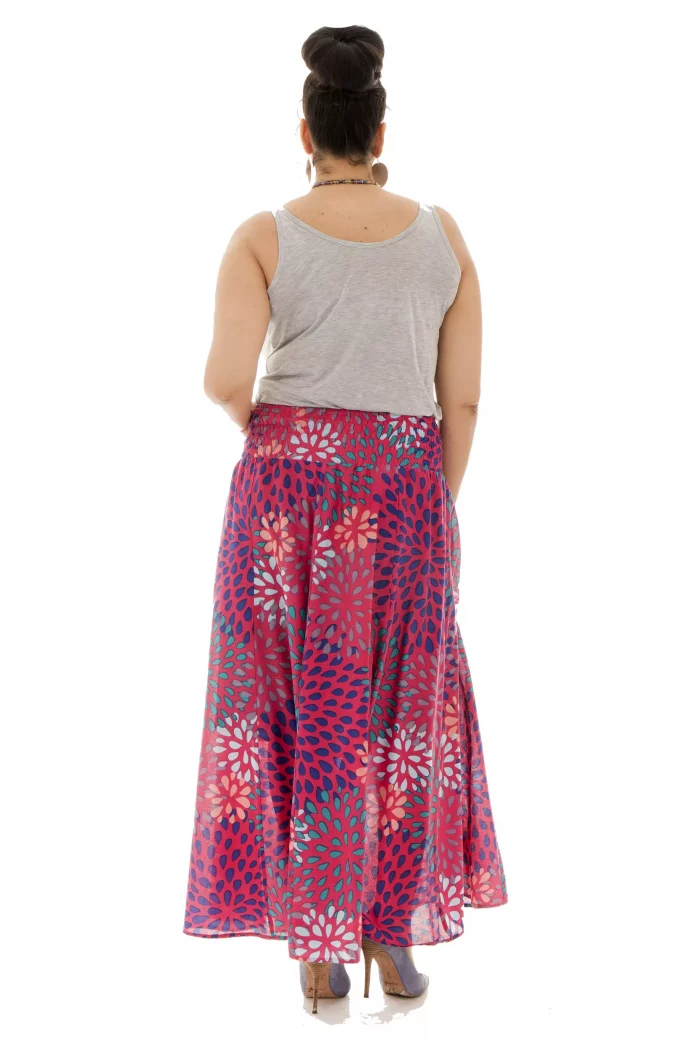 Jupe longue Rose à motifs bohèmes colorés - JUP0024A – Image 2