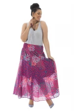 Jupe longue Rose à motifs bohèmes colorés - JUP0024A