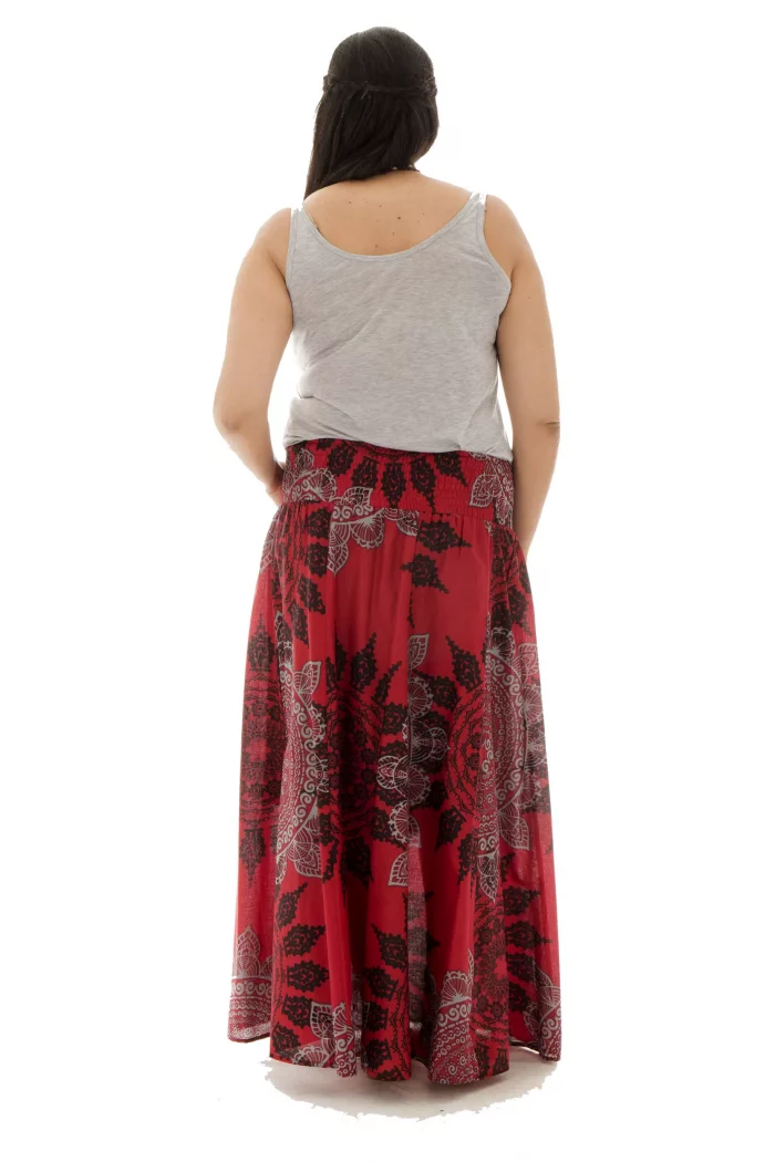 Jupe longue Rouge à motifs ethniques - JUP0024E – Image 2