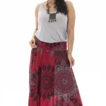 Jupe longue Rouge à motifs ethniques - JUP0024E