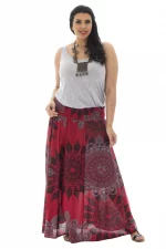 Jupe longue Rouge à motifs ethniques - JUP0024E