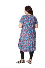 Tunique Bleue à fleurs rouges et blanches - TUPV0001G – Image 2