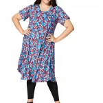 Tunique Bleue à fleurs rouges et blanches - TUPV0001G