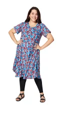 Tunique Bleue à fleurs rouges et blanches - TUPV0001G