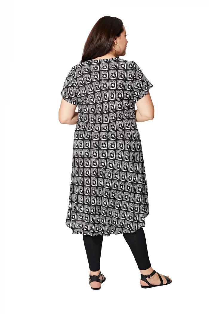 Tunique Noire à motifs ethniques blancs - TUPV0001F – Image 2