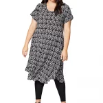 Tunique Noire à motifs ethniques blancs - TUPV0001F