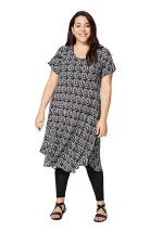 Tunique Noire à motifs ethniques blancs - TUPV0001F