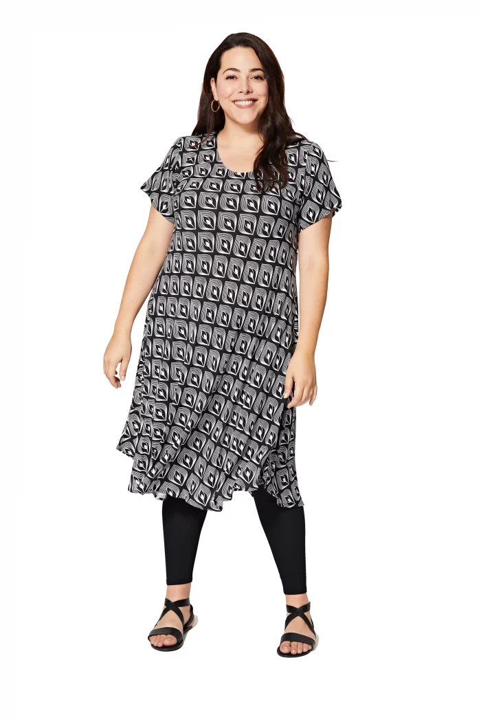 Tunique Noire à motifs ethniques blancs - TUPV0001F – Image 1