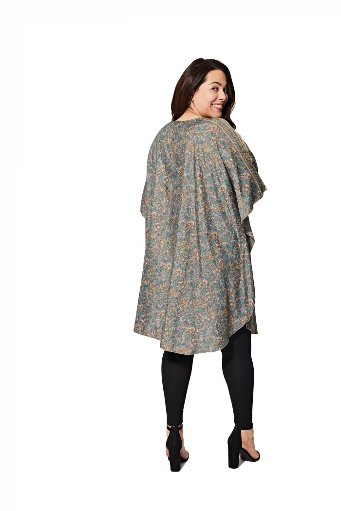 Tunique ample Beige à motifs bohèmes colorés - MCTUP0206H – Image 2