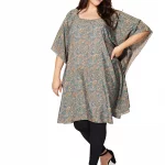 Tunique ample Beige à motifs bohèmes colorés - MCTUP0206H