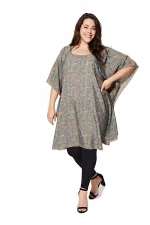 Tunique ample Beige à motifs bohèmes colorés - MCTUP0206H