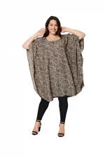 Tunique ample Bohème beige à motifs - MCTUP0206E