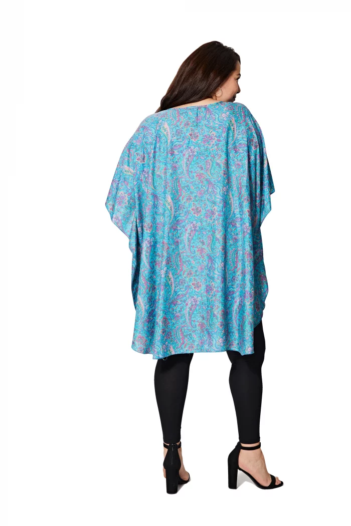 Tunique ample Bleue à motifs bohèmes roses - MCTUP0206I – Image 2