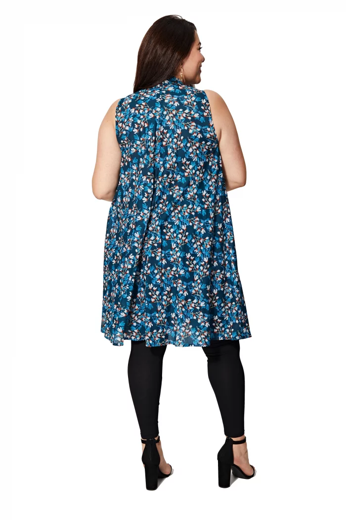 Tunique sans manches Bleue à fleurs - TUP0539B – Image 2