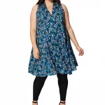 Tunique sans manches Bleue à fleurs - TUP0539B