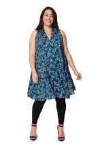 Tunique sans manches Bleue à fleurs - TUP0539B