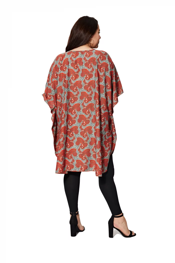 Tunique ample Bohème à motifs oranges - MCTUP0206F – Image 2