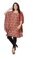 Tunique ample Bohème à motifs oranges - MCTUP0206F