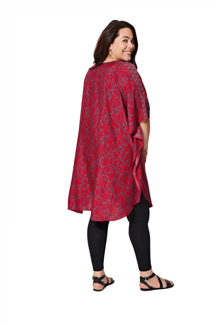 Tunique ample Rouge à motifs fleuris - MCTUP0206G – Image 2