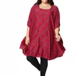 Tunique ample Rouge à motifs fleuris - MCTUP0206G
