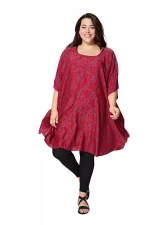 Tunique ample Rouge à motifs fleuris - MCTUP0206G