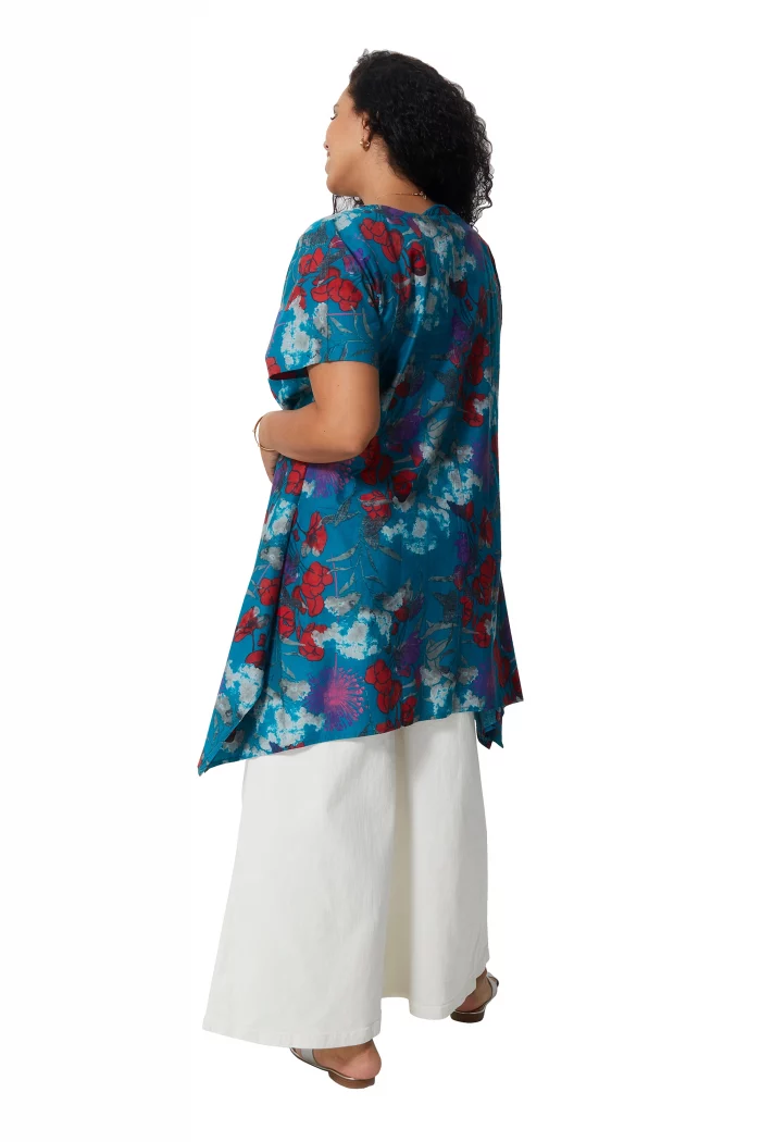 Tunique Fleuris asymétrique à manches courtes - TUP0546B – Image 2