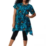 Tunique Tropicale asymétrique à manches courtes - TUP0546D