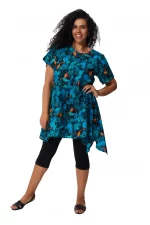 Tunique Tropicale asymétrique à manches courtes - TUP0546D