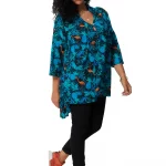 Tunique Tropicale col chemise à manches 3/4 - TUP0545E