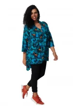 Tunique Tropicale col chemise à manches 3/4 - TUP0545E
